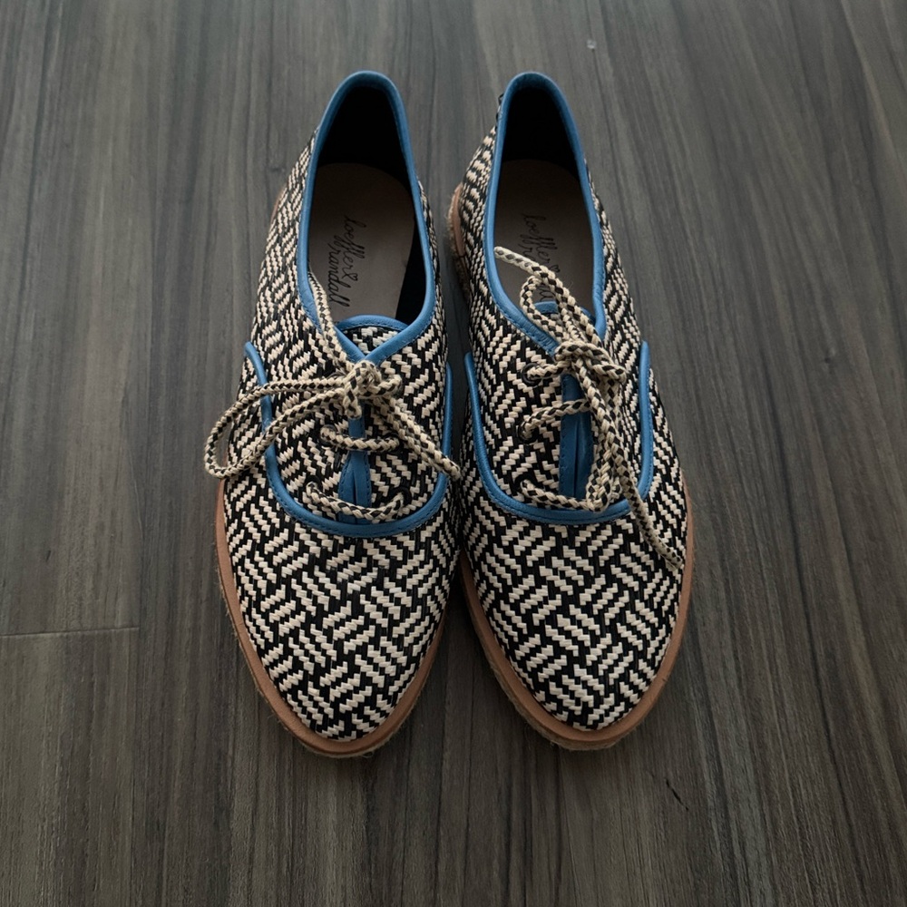 Never worn Loeffler Randall for Bird Patterned Oxfords with Blue Trim